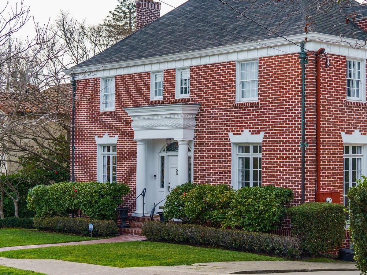 Restored red brick home exterior
