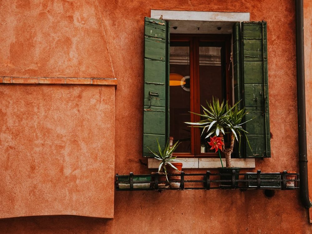 Stucco facade with window detail