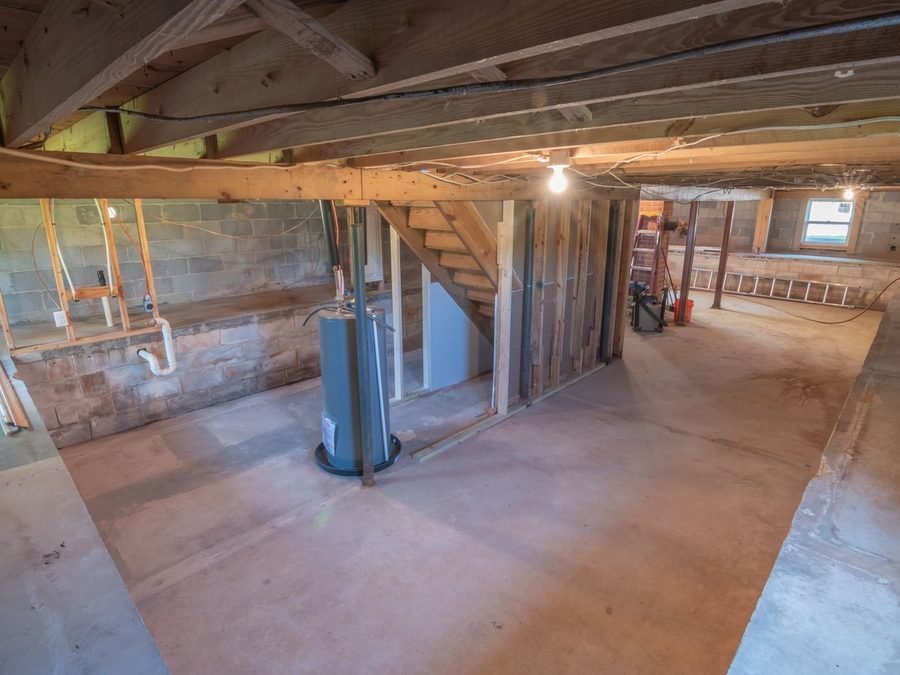 Concrete basement foundation interior